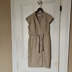 Calvin Klein Beige Midi Dress with Belt